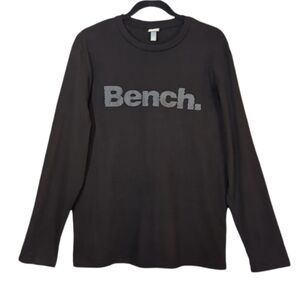Bench Long Sleeve Top Logo Graphic Tee Black Cotton Tshirt Mens Size Medium